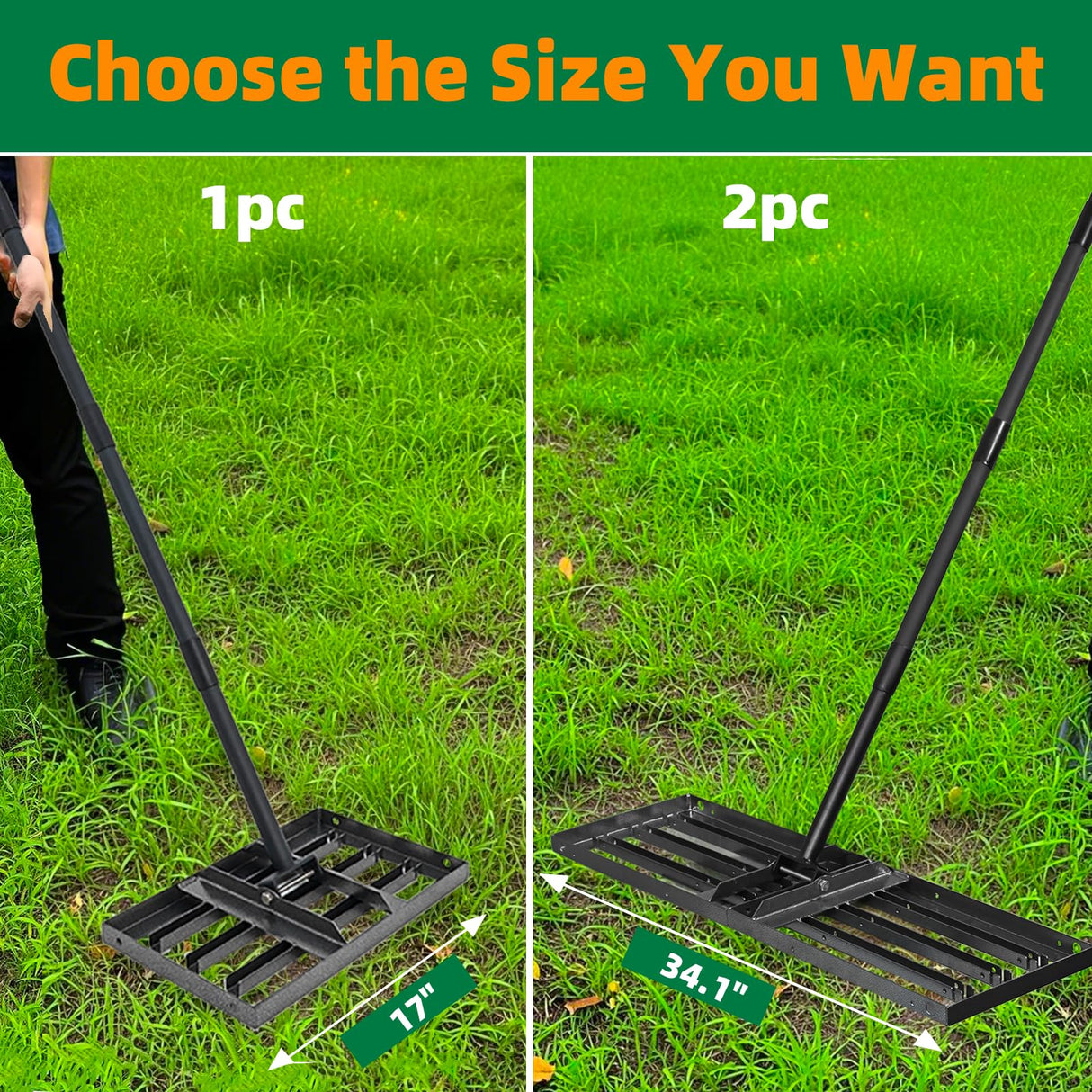 Lawn Leveling rake 17"x9.4" Levelawn Tool with 70.5" Adjustable Long Handle Heavy Duty Landscape Leveling Rake Lawn Leveler Yard Tool for Backyard, Golf Course, Garden, Pasture, Farm