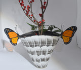 Lolitarcrafts Stained Glass Butterfly Monarch Suncatcher for Pot Plant Decoration,Gift for Women Light Catcher Sun Room Decor Village Style