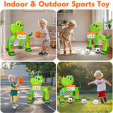 Toddler Basketball Hoop & Soccer Goal, Baby Toys for 1 2 3 Year Old Boys Girls, Kids Sports Toy with Light Sound Music, Dinosaur Toys for 12-16-18 Months, Christmas Birthday Gifts for Ages 1-3