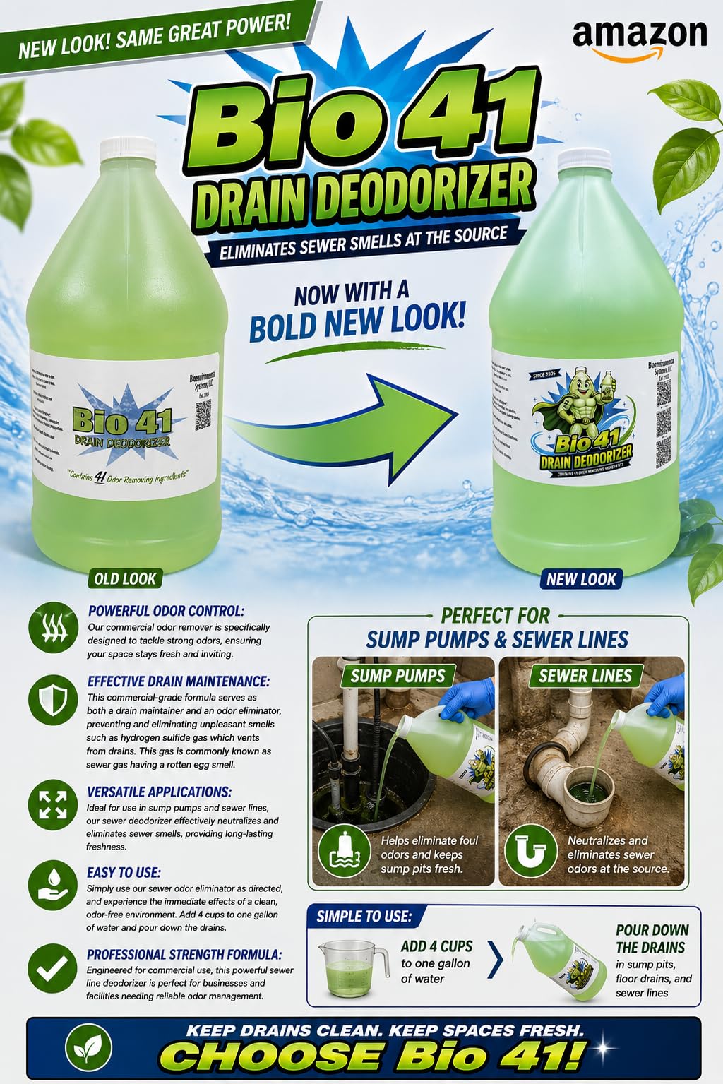 Drain Deodorizer- Odor Eliminator - Commercial Drain Deodorizer - Neutralizer Sewer Gas Smell Remover - One Gallon