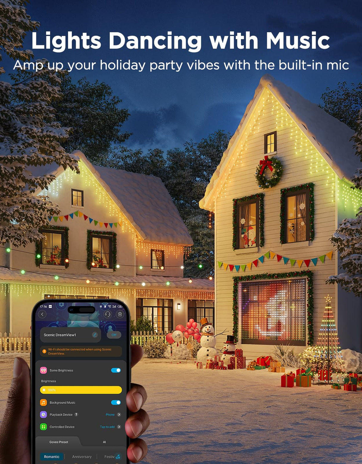 Govee Icicle Lights, Smart RGBIC Christmas Lights for Outside, 33ft with 400 LEDs Icicle Light Outdoor, IP67 Waterproof, Music Sync, Voice Control, 78+ Scene Modes for Halloween Decor