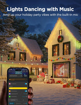 Govee Icicle Lights, Smart RGBIC Christmas Lights for Outside, 33ft with 400 LEDs Icicle Light Outdoor, IP67 Waterproof, Music Sync, Voice Control, 78+ Scene Modes for Halloween Decor