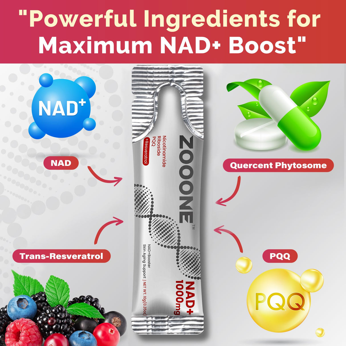 zooone- NAD+ Supplement 30pcs, Premium Nicotinamide Riboside & Resveratrol, DNA Repair & Healthy Aging， Advanced NAD Supplement for Men & Women, Boosts Cellular Energy