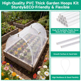 Greenhouse Garden Hoops for Raised Beds Plant Cover Netting, 36pcs PVC Adjustable Garden Hoop with 20 Clips for Shade Cloth Net, Rust-Free Green House Hoops Grow Tunnel Plant Hoop Support DIY Frame