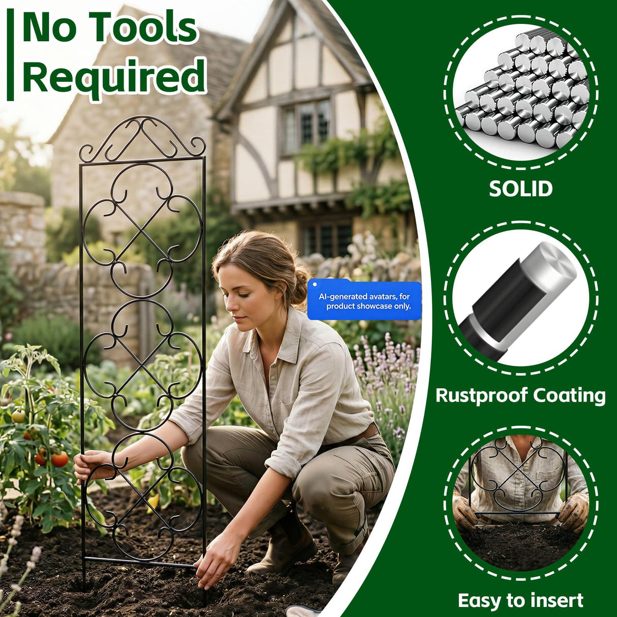 Thealyn 4 Pack 48" x 12.5" Metal Trellis for Potted Plants and Planters