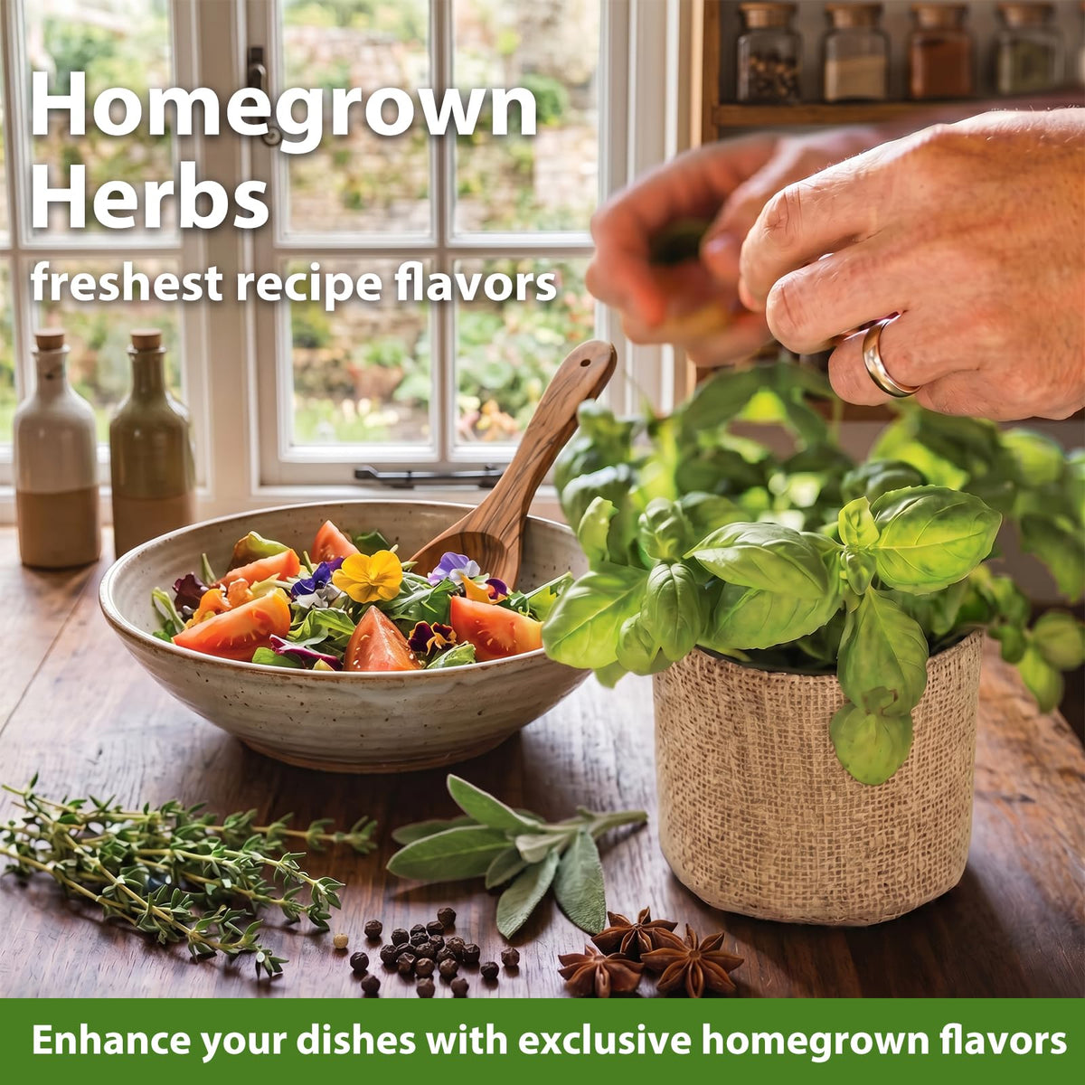 LUOJIBIE Indoor Herb Garden Kit, Complete Herb Starter Growing Kit with Seeds & Tools, Christmas Birthday Gifts for Women Men Mom Dad, House Warming New Home Kitchen Gifts for Girls Boys Plant Lovers