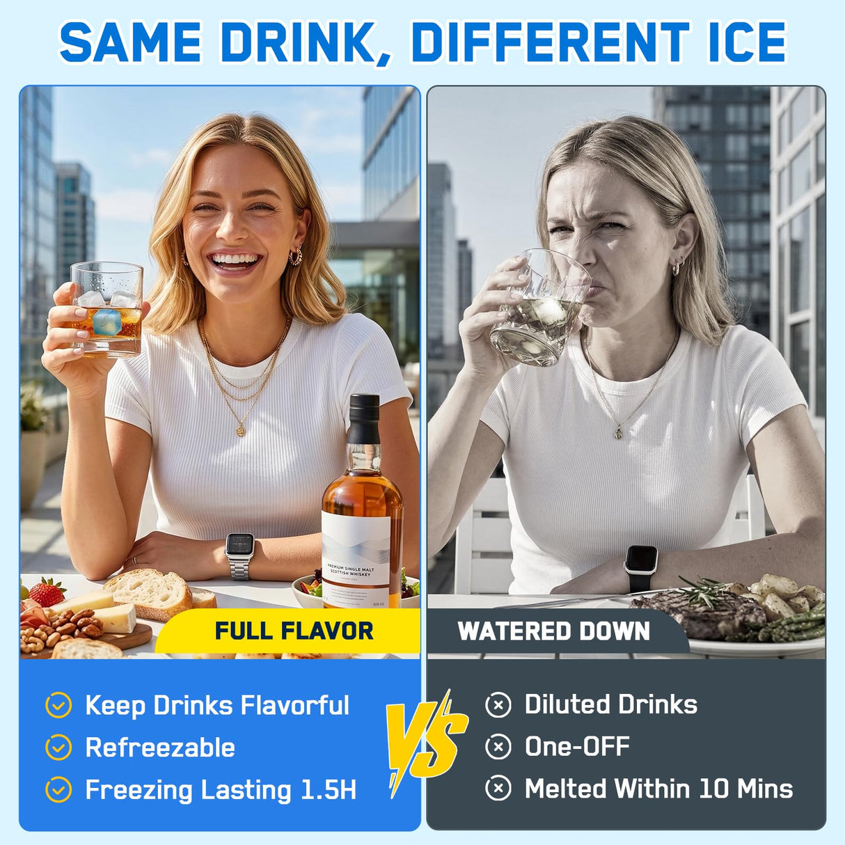 400 Pack Reusable Ice Cubes BPA-Free Plastic, Non-Diluting for Drinks