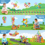Crenova Magnetic Tiles with 2 Car Wheel Sets for Ages 3+ Boys & Girls, 60-Piece STEM Educational Toy, for Birthday Christmas