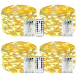 4-Pack Fairy Lights Battery Operated with Remote & Timer & 8 Modes, Waterproof 16 FT 50 LED String Lights Outdoor Indoor, Battery Twinkle Lights for Christmas Bedroom Centerpiece Décor (Warm White)