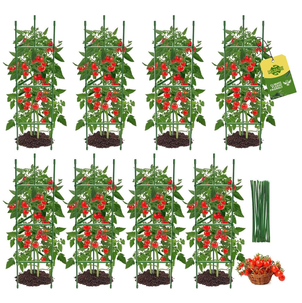 8PCS Tomato Cages for Garden, Tomato Trellis for Raised Garden Bed, 51.2" Tall Cage Plant Support for Pots, Gardening Supplies Trellis for Climbing Plants (8PCS，High: 51.2 Inch)