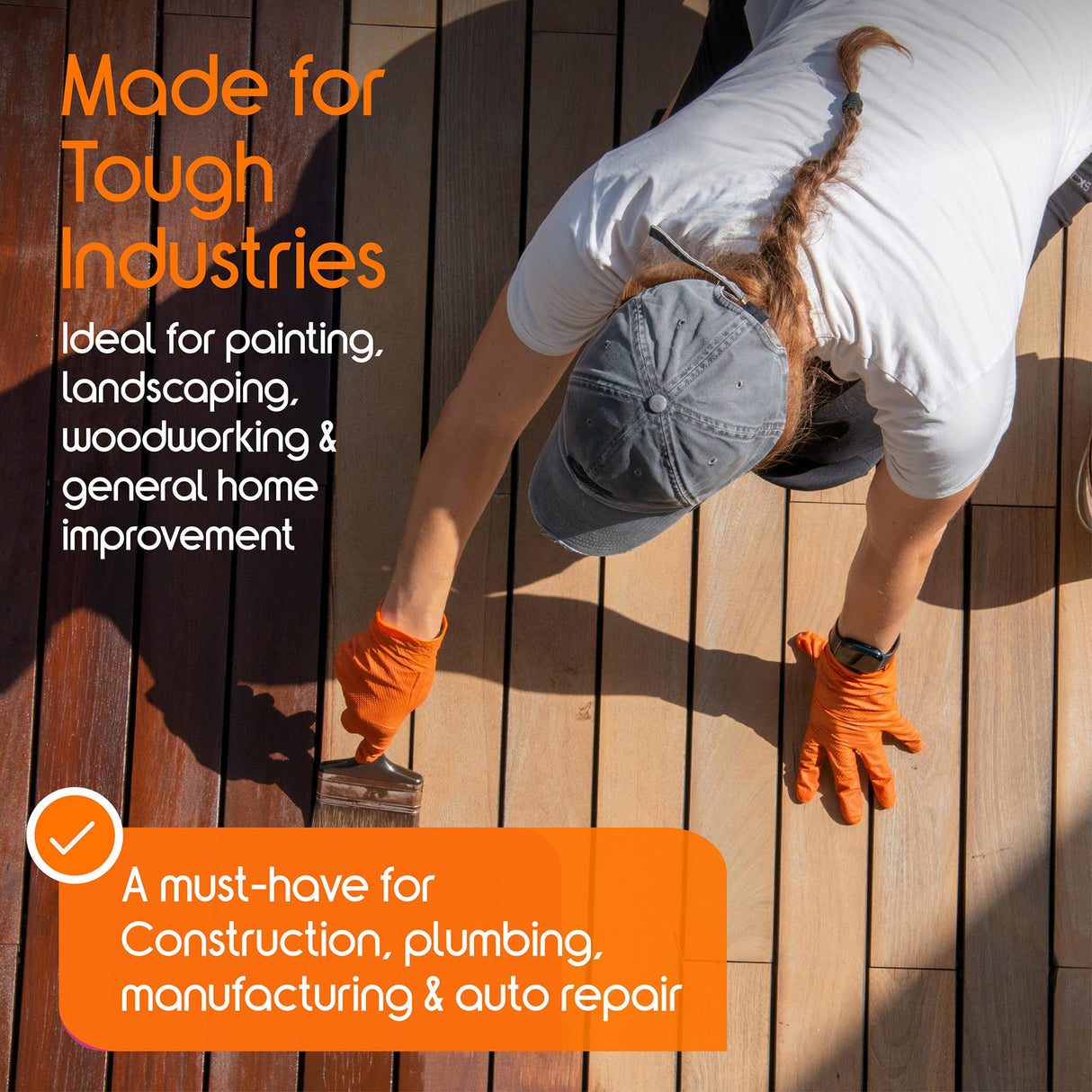 Inspire Heavy Duty Orange Nitrile Gloves | ULTRA 8 Mil Diamond Textured Grip | Industrial Mechanic Disposable Cleaning Gloves Small, 1000 Count