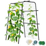 Cucumber Trellis for Raised Bed and Garden, 47" H x 31" W U-Shaped Metal Garden Trellis for Climbing Plants with Nylon Netting, Vegetable Support Frame