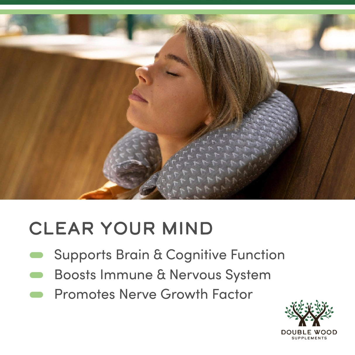 Lions Mane Supplement Mushroom Capsules (Two Month Supply - 120 Count) Lions Mane Mushroom for Brain Support and Immune Health (Third Party Tested, Grown and Encapsulated in The USA) by Double Wood