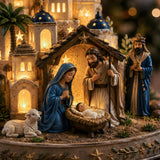 Bethlehem Nativity Church Light Tower,Lighted Nativity Scene Tabletop,1 Pcs