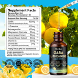 GABA L-Theanine Drops - Liquid GABA L-Theanine Supplement with L-Theanine, Ashwagandha, Magnesium Glycinate, Vitamin C, B6 - Support Sleep, Relaxation, Calm Mood & Focus - Lemon Flavor, 2 Fl Oz