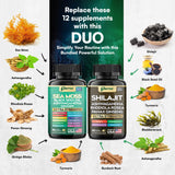 Parrox Shilajit and Sea Moss Bundle, Sea Moss 350mg, Black Seed Oil 200mg, Ashwagandha 100mg, Turmeric, Shilajit 300mg, Rhodiola Rosea 100mg, Panax Ginseng 50mg, Dynamic Vitality Bundle (1 Pack)