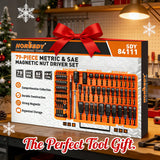 Upgraded 79-Piece Magnetic Impact Nut Driver Set, Metric & SAE with 3LB Magnetic Pickup Tool, Socket Adapters, Wing Nut Driver, Universal Sockets, Quick-Change Bit Holder & Extensions, Power Bits