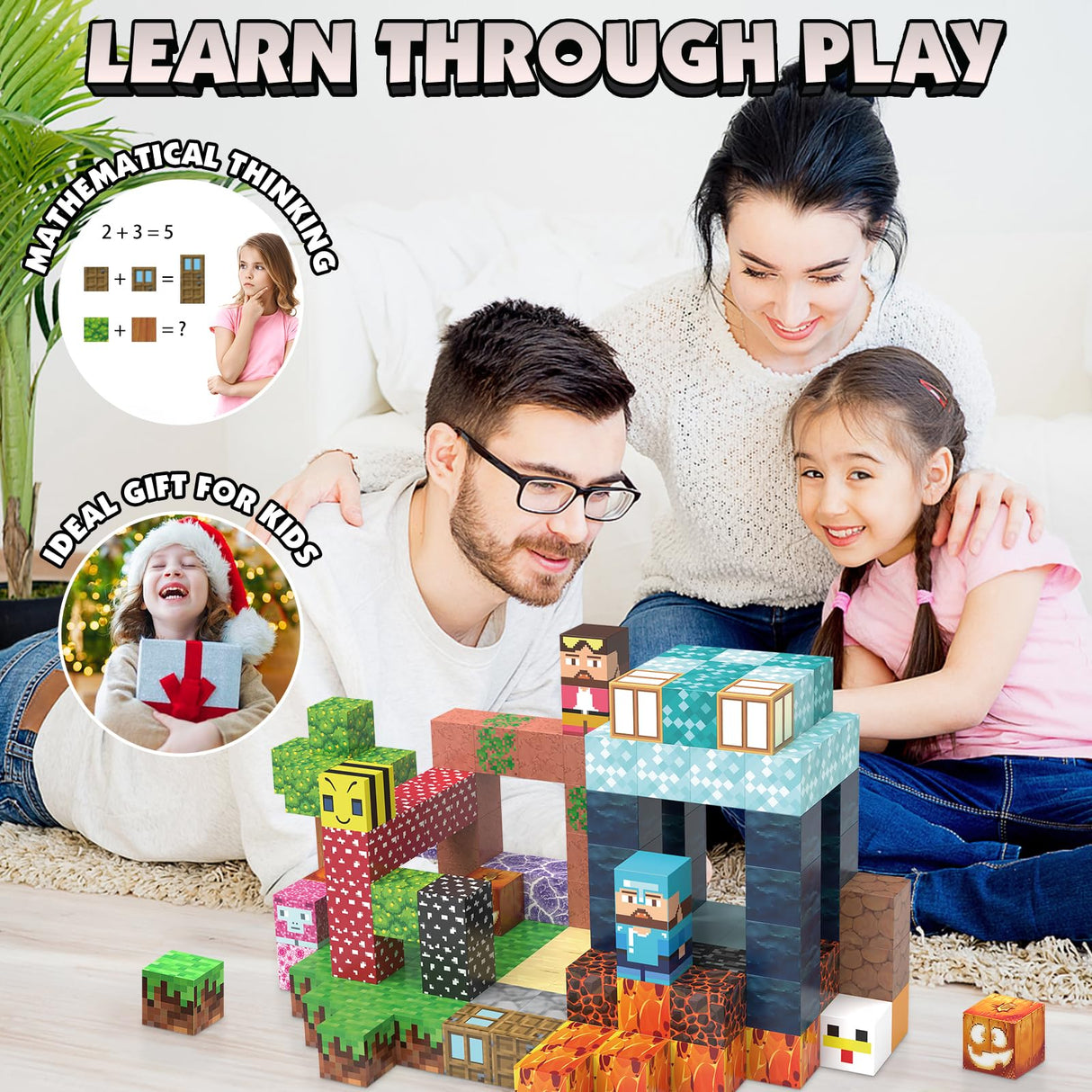 JIMI Magnetic Blocks Building Toys, 150pcs Magnetic Blocks Set STEM Construction Toys for Kids Age 3-8, 1 inch Magnet Blocks Montessori Sensory Stacking Toys Christmas Birthday Present for Boys Girls