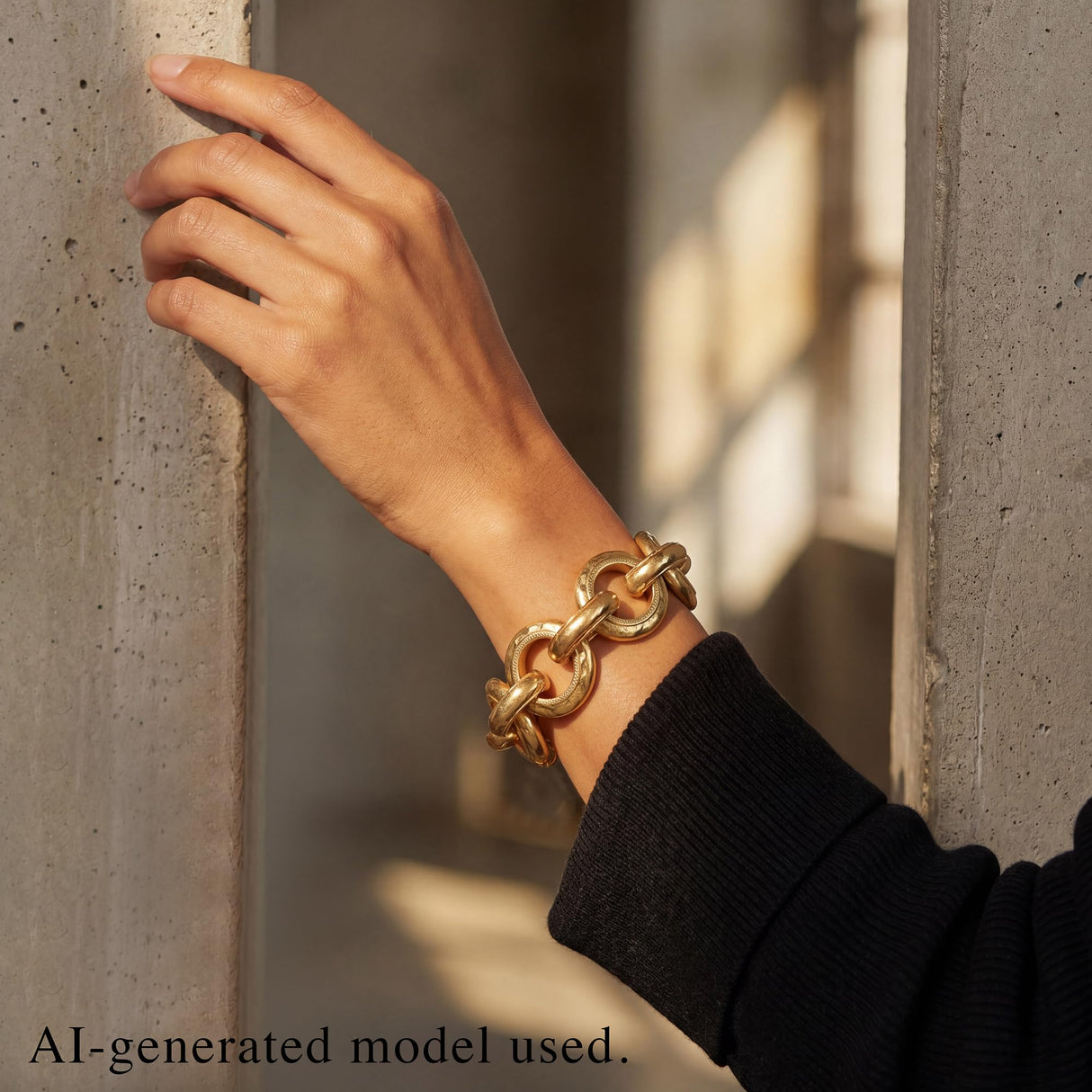 PanLuca 18K Gold Plated Hammered Toggle Bracelet for Women