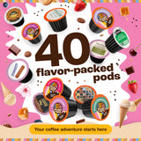 Flavored Coffee Pods Variety Pack for Keurig K Cups Brewers, Assorted Flavored Coffee Sampler, 40 Count