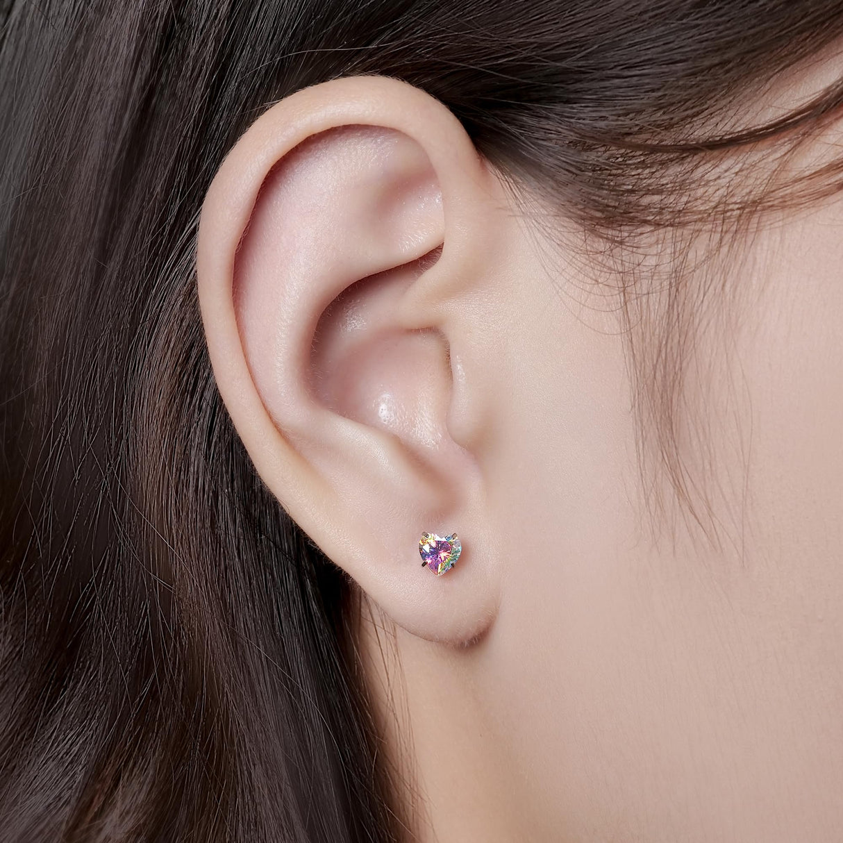 Limerencia Heart Birthstone Screw Backs Earrings