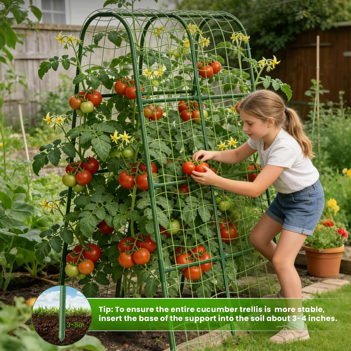 Cucumber Trellis for Raised Bed, U-Shape Garden Trellis for Climbing Plants Outdoor, Metal Arch Vegetables Trellis, Plant Support for Grape Vine Beans Squash Peas Flower