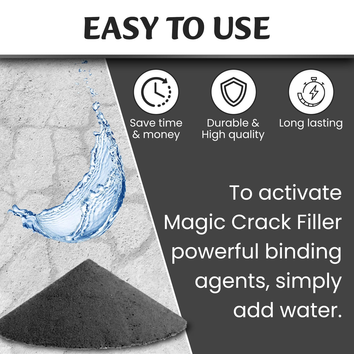 Tharos Distribution Magic Crack Filler 2.5LB Asphalt Black, for Filling in Cracks on Asphalt Driveways and Roads. Installs Easily Dry Granular No Mess and DIY (Black, 1)