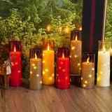 Sasigeiaa Flameless Candles with Embedded Star String - Battery Operated LED Candles, with Remote,12 Ivory Flickering Candles for Christmas, Weddings, Home Decor & Party,(D 2.3"×H 5" 6" 7")