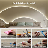 PAUTIX COB LED Strip Lights,UL Listed Dotless LED Lights with RF Remote,16.4ft Natural White 4000K Super Bright Dimmable Flexible Diffused LED Tape Light,Kitchen Cabinet,Office,Stairs,Shelf Lighting