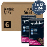 Goodnites Girls' Nighttime Underwear, Size XXL (120-165 lbs), 24 Ct (2 Packs of 12), Packaging May Vary