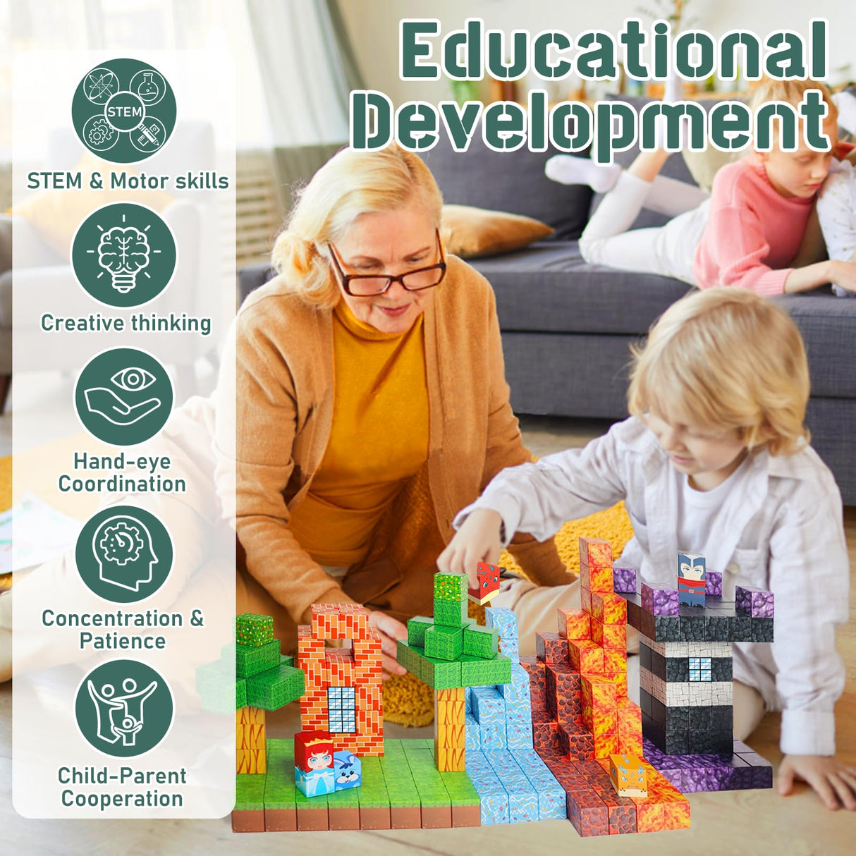 NVDILO Magnetic Blocks - 100pcs Magnetic Building Blocks,1inch Magnetic Cubes Building Blocks Toys for Halloween Christmas Birthday Gift - STEM Sensory Toys for 3+ Years Old Girl Boys