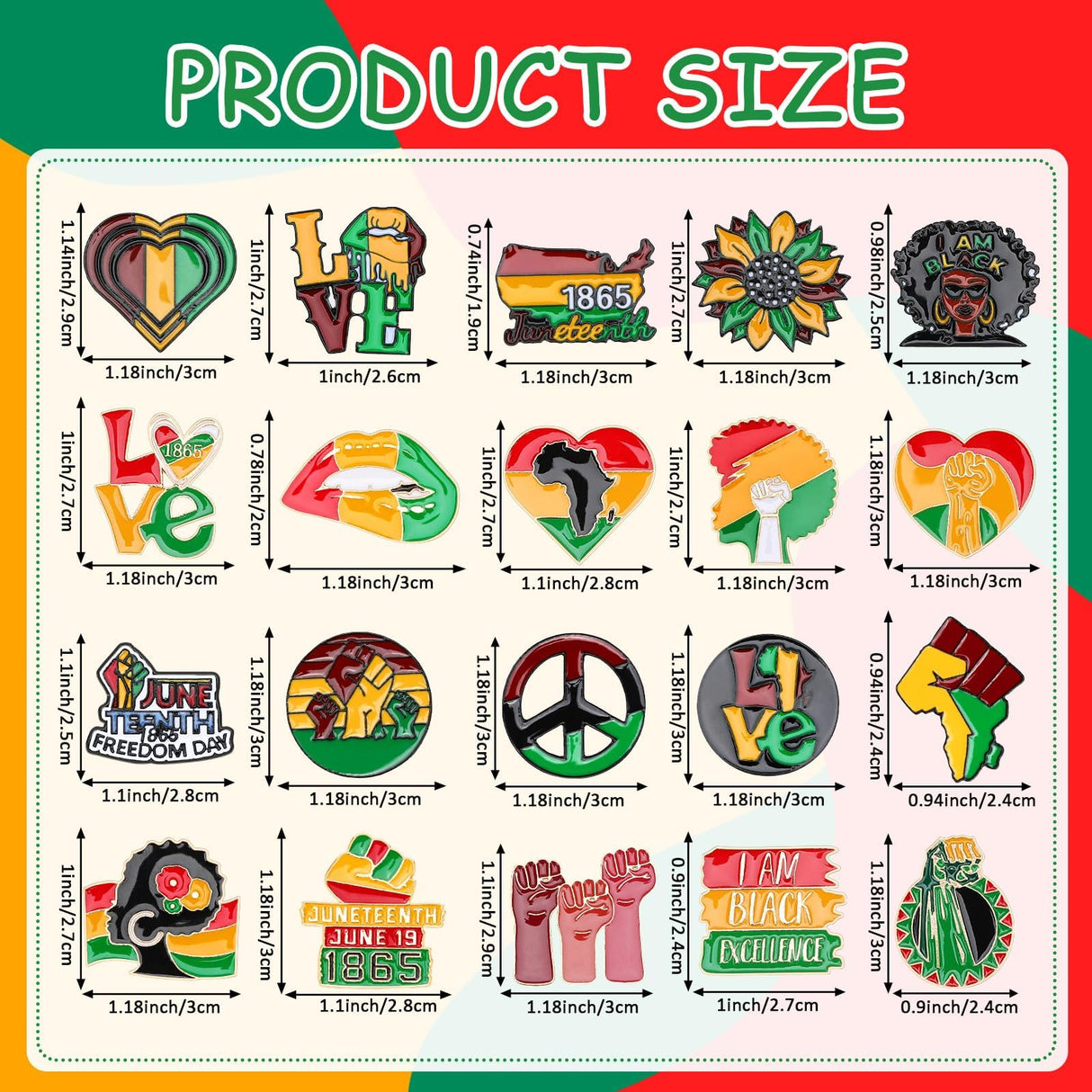 DTOFOOT 36Pcs Juneteenth Freedom Day Enamel Pins for Clothes Bag Hat Decor