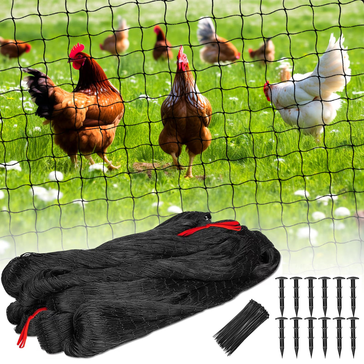 BSTPCOO 2.4" Mesh Nylon Bird Netting 50'x50', Poultry Netting, Chicken Net