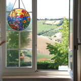 RVEAFA Wildflowers Sun Catcher Stained Glass Window Hanging Plant Lover Gifts for Women Wildflowers Wall Decor Handmade Sun Catcher Decoration for Window Garden Home Christmas & Birthday Gifts