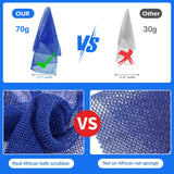 ZOCY African Net Sponge, Authentic Exfoliating Body Scrubber for Bath and Shower, Multiple Textures with Gentle Deep Exfoliating and Rich Lather for All Skins (Blue)