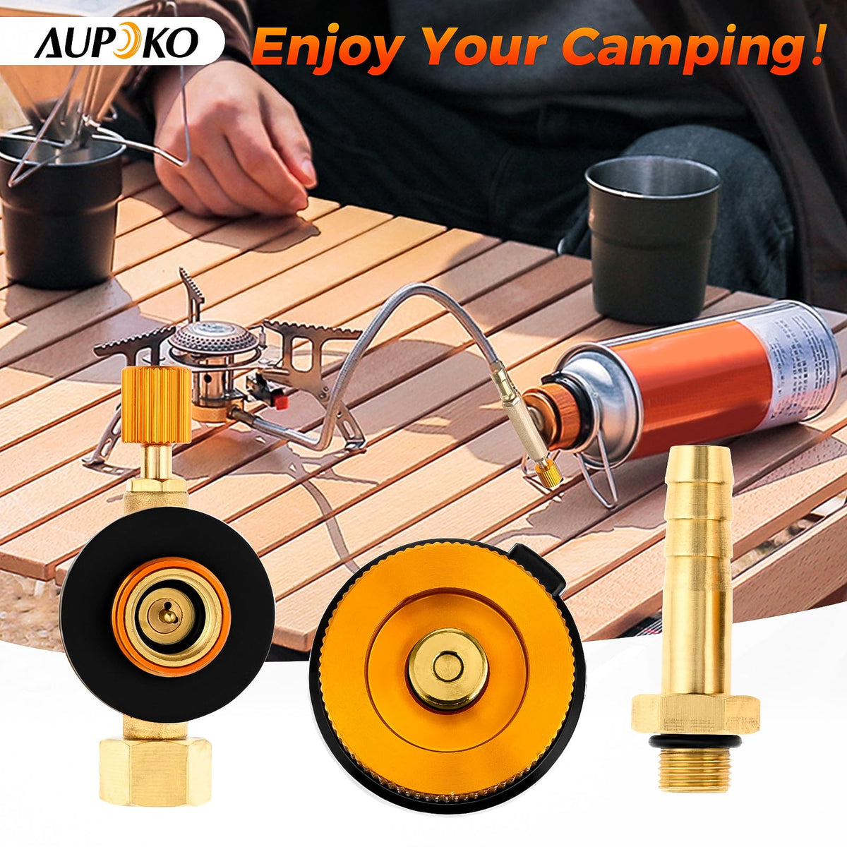Aupoko Gas Canister Adapter Kit, Valve Caps Camping Gas Refill Adapter ...