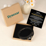 Men's Black Braided Leather Bracelet, Engraved "Love You Forever" 8.3in