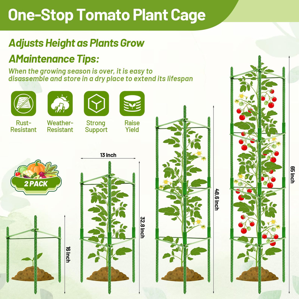 Legigo 2 Pack Tomato Cages with 10 Gallon Grow Bags- 48inch Tomato Trellis Plant Support Stakes Planter, Tomato Plant Cages Garden Trellis for Vertical Climbing Plants Vegetables Flowers Fruits
