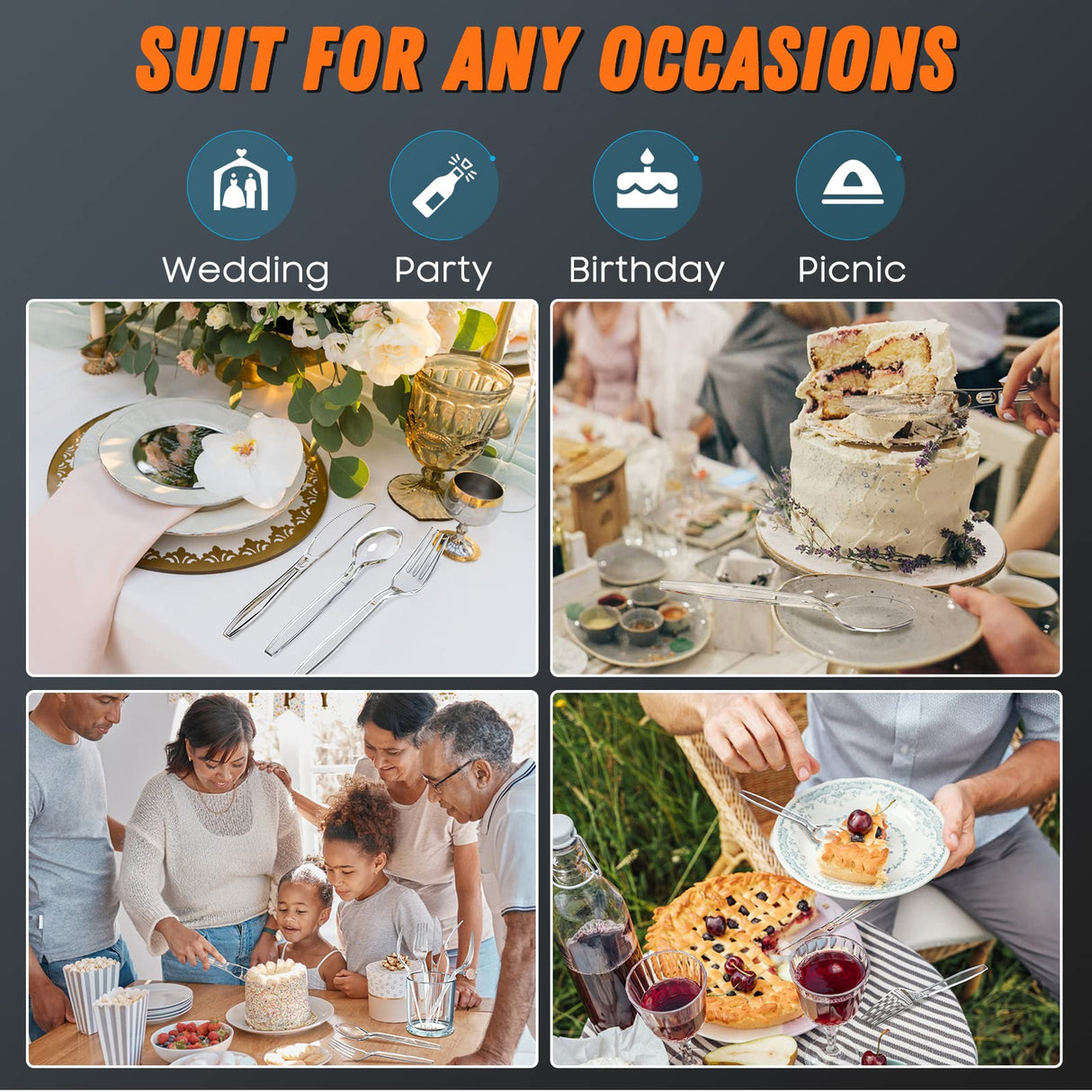 360pc 6.8" Clear Plastic Spoons Heavy Duty with Heat Resistant & BPA Free, Solid and Durable Plastic Cutlery, Premium Disposable Spoons for Party Supply