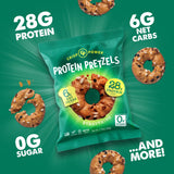 Crisp Power Protein Pretzels, Everything, High Protein Vegan Keto Snack, 28 G Plant Based Protein, Low Carb Crunchy Pretzel Snacks, Sugar Free, No Seed Oils, 1.75 oz Bags, 6 Pack