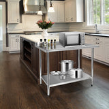 STABLEINK NSF Stainless Steel Prep & Work Table 36x24 Inches, Heavy Duty Metal Table with Backsplash and Undershelf for Commercial Kitchen, Restaurant, Home, Laundry Room and Garage