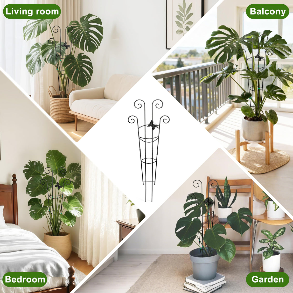 Coomin 32.6in Monstera Plant Support Trellis with One Butterfly, 2P