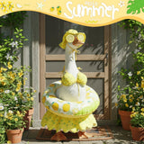 Summer Porch Goose Outfit Set for 23'' Cement Plastic Lawn Goose Statue,Funny Lemon Bikini Clothes with Inflatable Swim Ring, Sun Hat & Glasses, Cute Beach-Themed Decor for Outdoor Yard Statues