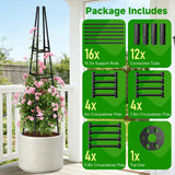 MQJIAZHI Garden Obelisk Trellis for Climbing Plants Outdoor, 63 Inch Height Adjustable Gardening Trellis, Steel Plastic Coated Plant Support for Indoor & Outdoor Multiple Climbing Plants(2PCS)