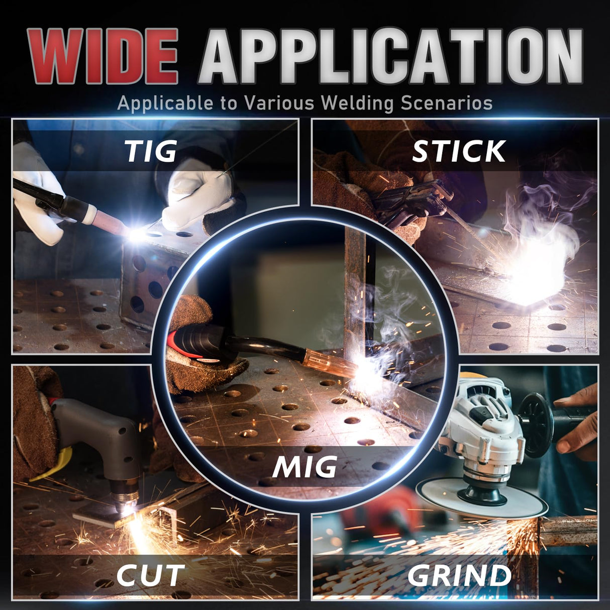 YESWELDER Large View Auto Darkening Welding Helmet, Blue Light Blocking, 1/1/1/1 True Color Solar Powered Welder Hood Mask with 4 Arc Sensors, Wide Shade 3/5-9/9-13 for TIG MIG ARC Cut and Grind