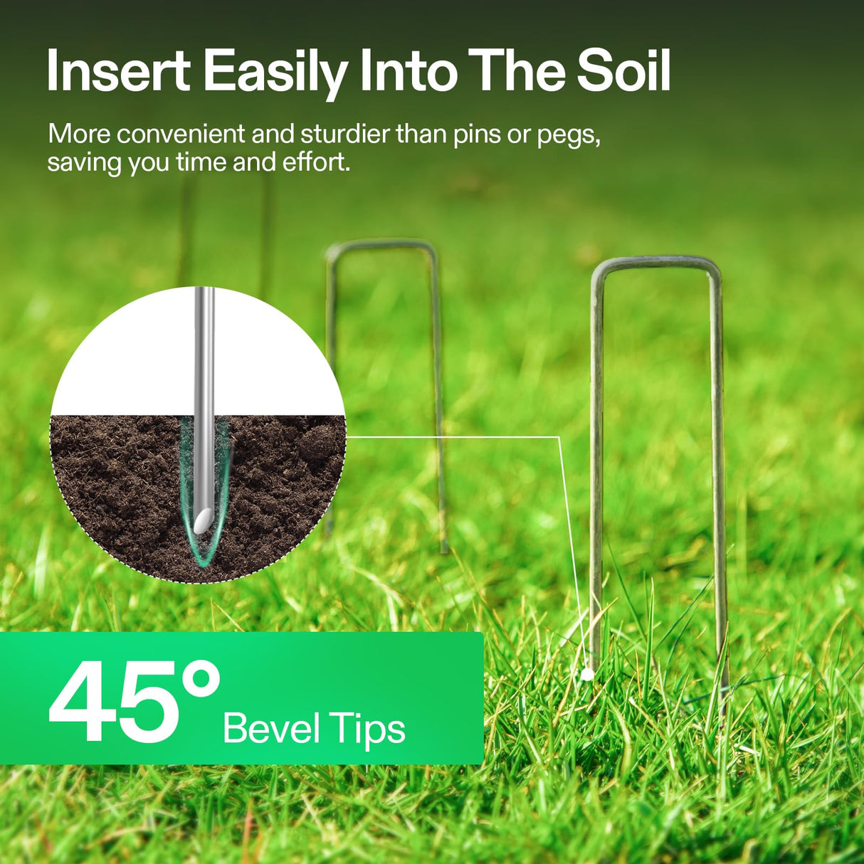 VIVOSUN 6 Inch 100-Pack Landscape Staples, Galvanized Steel Garden Stakes 11 Gauge U-Shaped Pins for Weed Barrier Fabric, Soaker Hose, Holding Fence