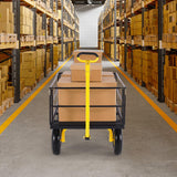 VEVOR 1400 Lbs Steel Garden Cart, Heavy Duty Pullable Garden Wagon Yard Cart, 2 in 1 Outdoor Metal Utility Wagon Yard Trailer with 13" All Terrain Tires, Mesh Removable Sides and 180°Rotating Handle