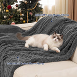 PHF Fluffy Sherpa Blanket Queen Size for Winter, Warm and Soft, 510GSM 3D Jacquard Thick Shaggy Fleece Plush Blanket for Sofa Bed, Dark Grey, 90"x90"