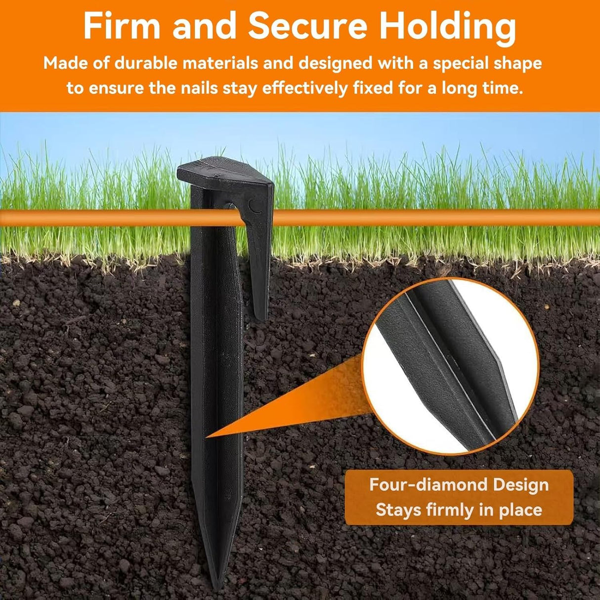200 Pcs Boundary Wire Stakes, 3.3" Plastic Landscape Edging Stakes for Robotic Lawn Mowers, Heavy Duty Garden Staples for Weed Barrier, Camping Tents & Pet Fences, Bayonet Tip Anchor Spikes, Black