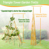 4ft Expandable Bamboo Teepee Trellis for Climbing Plants, Self-Standing Natural Bamboo Trellis for Plant Support, Folding Garden Trellis for Vines Flowers Vegetable Indoor Outdoor